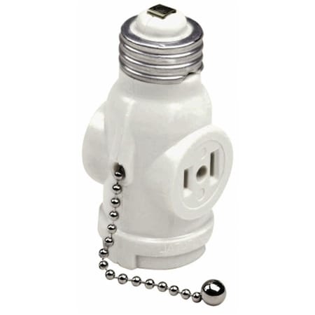 Gorgeousglow 660 Watt White Pull Chain Socket & Outlet Adapter GO2595611